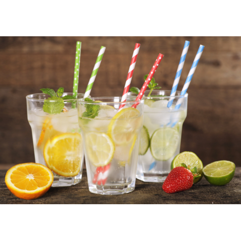 Green stripes paper straw