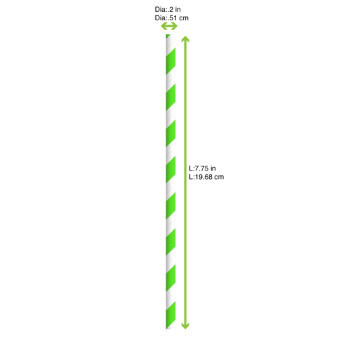 Green stripes paper straw