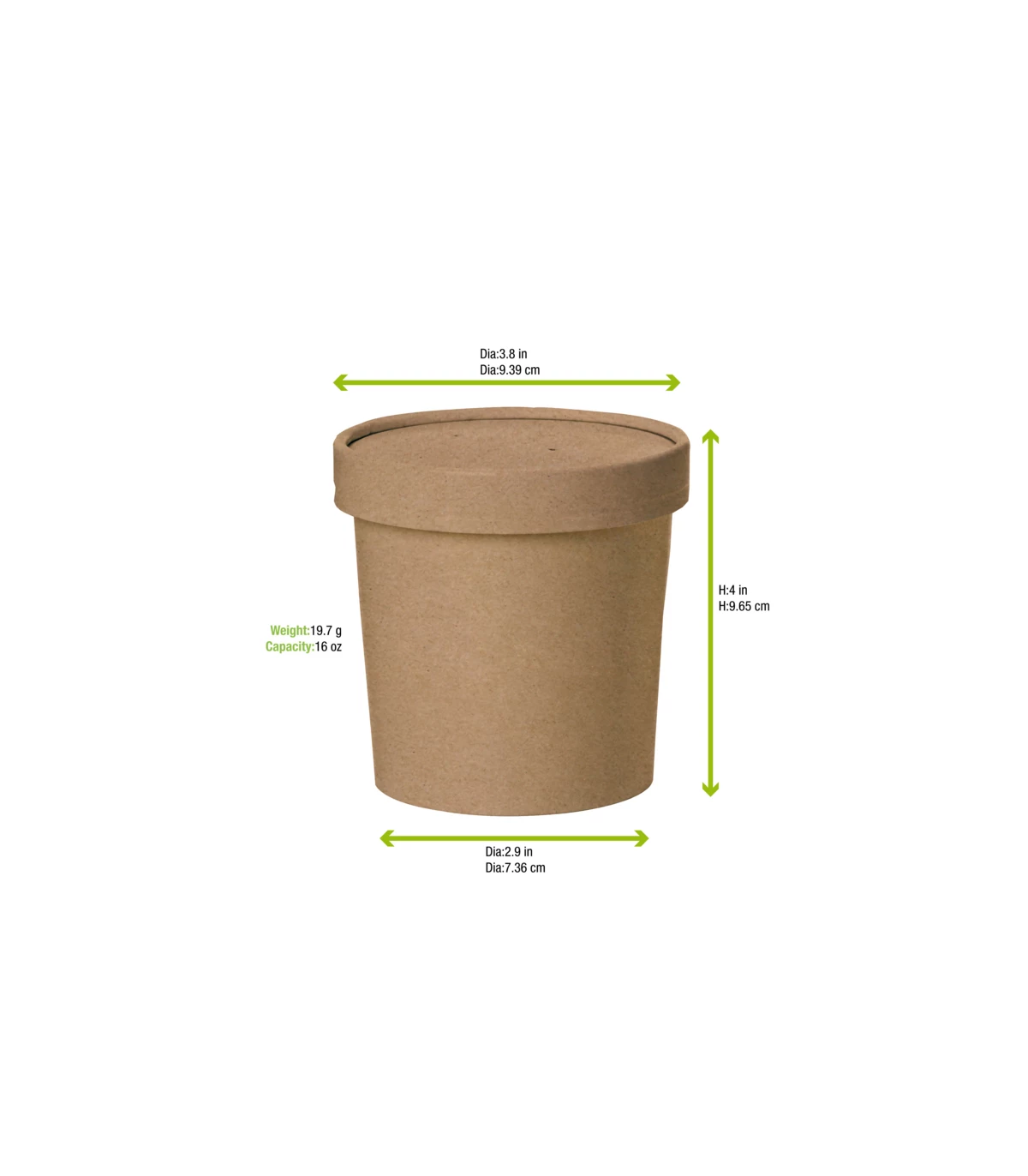 Packnwood 210SOUPCOK16 16 oz Brown Kraft Soup Cup with Lid - 3.8 Dia. x 4 in.