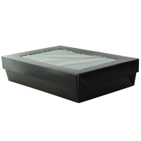 Black rectangular "Kray" cardboard box with window lid