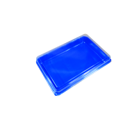 Coffret repas plastique bleu avec couvercle charnière transparent 27,2 x 18,8 x 5,3 cm