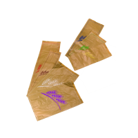 Kraft/brown paper bread bag with purple design