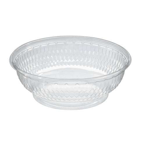 Round clear PET plastic salad bowl