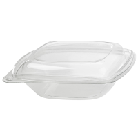 Square transparent PET salad bowl with lid