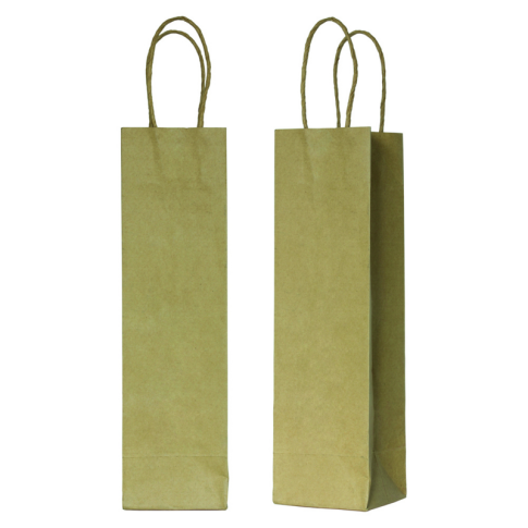 Sac cabas papier kraft brun poignées ficelles pour bouteilles    H140mm