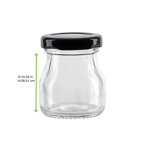 Pot À Pudding En Verre Avec Bouchon En Fer Noir -50Ml X240Pcs