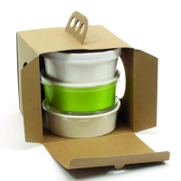 "Brass-Knuckle" kraft cardboard take-away lunch box    H150mm