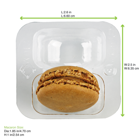 Clear PET rectangular case insert for 2 macarons