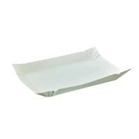 Assiette barque en carton blanc    H20mm