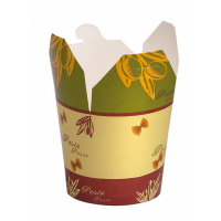 Pot carton blanc base ronde décor "Pasta" 450ml 80mm  H95mm