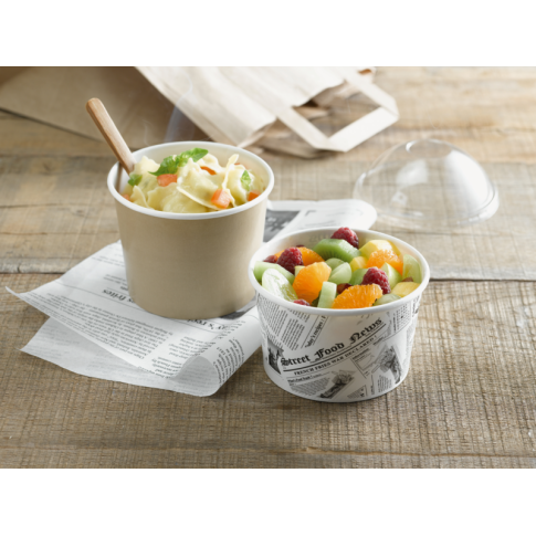 Pot "Deli" rond en carton kraft 580ml 110mm  H72mm