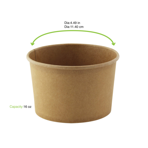 Pot "Deli" rond en carton kraft 580ml 110mm  H72mm