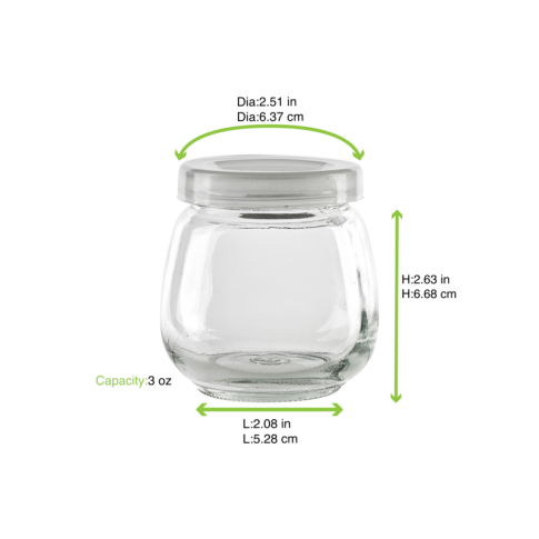 Spheric glass jar with plastic lid