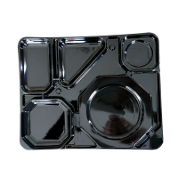 Black cardboard catering 6-compartment tray