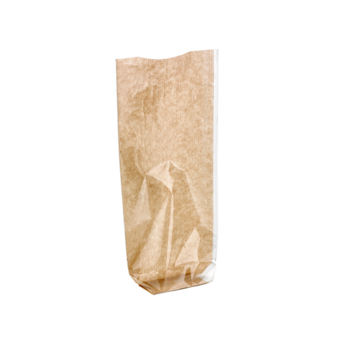 Transparent bag with kraft cardboard bottom    H320mm