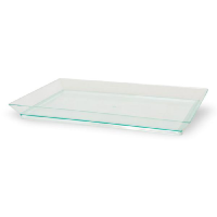 "Klarity" square transparent green reusable PS dish