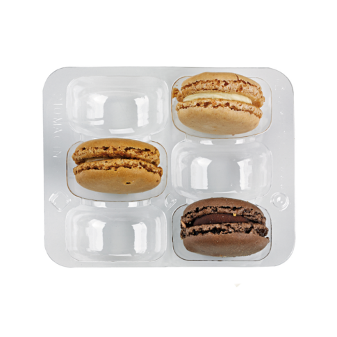 Insert plastique PET transparent 6 macarons (2x3) avec fermeture clipsable    H23mm