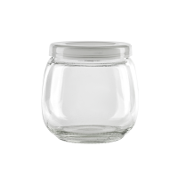 Spheric glass jar with plastic lid