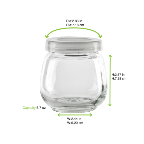 Spheric glass jar with plastic lid