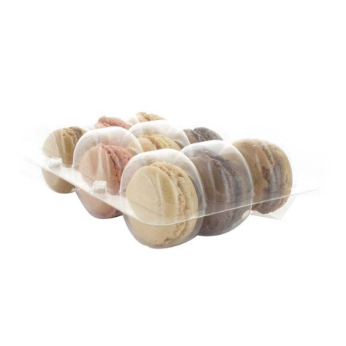 Insert plastique PET transparent 9 macarons (3x3) avec fermeture clipsable    H20mm