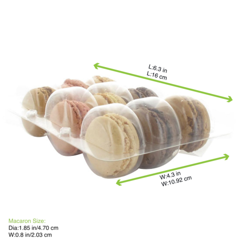 Insert plastique PET transparent 9 macarons (3x3) avec fermeture clipsable    H20mm