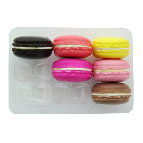 Insert plastique PET transparent 9 macarons (3x3) avec fermeture clipsable    H20mm