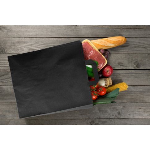 Kraft/brown paper carrier bag with black printing    H230mm