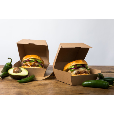 Brown cardboard burger box    H50mm