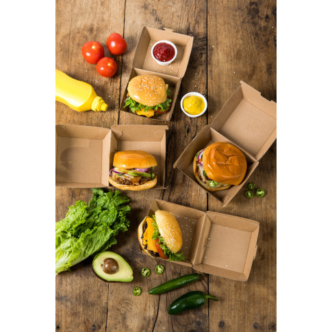 Brown cardboard burger box    H50mm