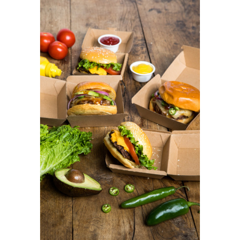 Brown cardboard burger box    H50mm