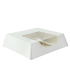 White cardboard square pastry box with window hinged lid  140x140mm H40mm