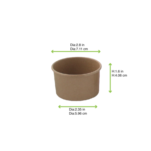 Pot carton kraft brun chaud et froid 100 ml Diam: 7,4 cm 7,4 x 6 x 3,8 cm