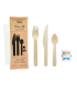 Wooden cutlery kit 6 / 1: fork knife teaspoon napkin salt pepper, kraft wrap  H165mm