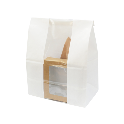 Sac SOS papier blanc avec fenêtre 18 x 11 x 26,5 cm