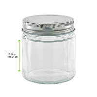 Round glass jar with metal lid