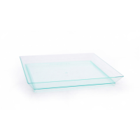 "Klarity" square transparent green reusable PS dish