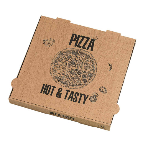 "Hot and Tasty" kraft cardboard pizza box