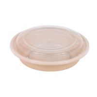 Bol reemp beige pp imprimé avec couvercle transparent  470ml 159mm  H51mm