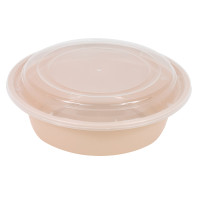 Bol reemp beige pp imprimé avec couvercle transparent 700ml 182mm  H67mm