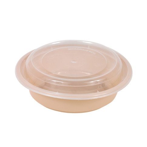 Reemp beige pp bowl printed with clear lid