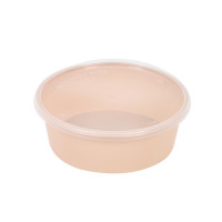 Bol Reemp pp beige avec  couvercle transparent 1000ml 120mm  H32mm