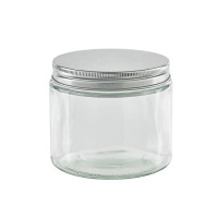 Round glass jar with metal lid  300ml 73mm  H81mm