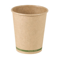 Gobelet Zen en carton kraft brun sans plastique, Waterbased 180ml 74mm  H92mm