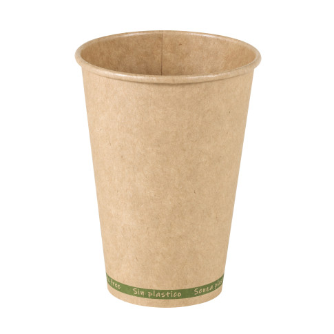 Gobelet Zen en carton kraft brun sans plastique, Waterbased 180ml 74mm  H91mm