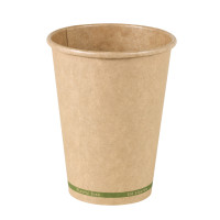 Gobelet Zen en carton kraft brun sans plastique, Waterbased 230ml 80mm  H110mm