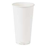 Gobelet Eden blanc en carton sans plastique, Waterbased 470ml 90mm  H161mm