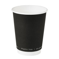 Black double wall paper cup no plastic