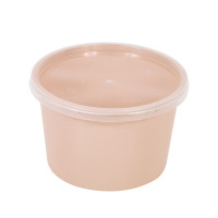 Bol  pp beige avec couvercle transparent  600ml 226x154mm H54mm