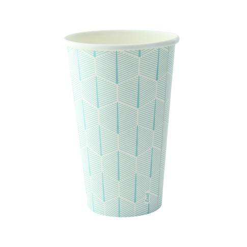 Gobelet carton blanc décor feuille 350ml dia90mm H110mm