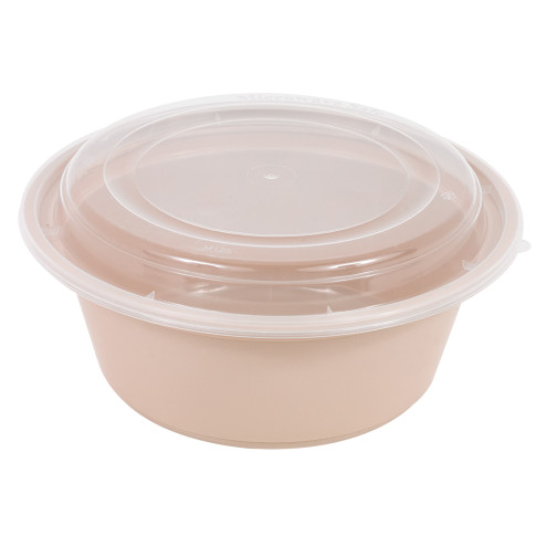 40 oz beige  round container with lid